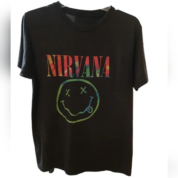 NIRVANA Tops - NIRVANA Nevermind Graphic Smiley Face T Size L